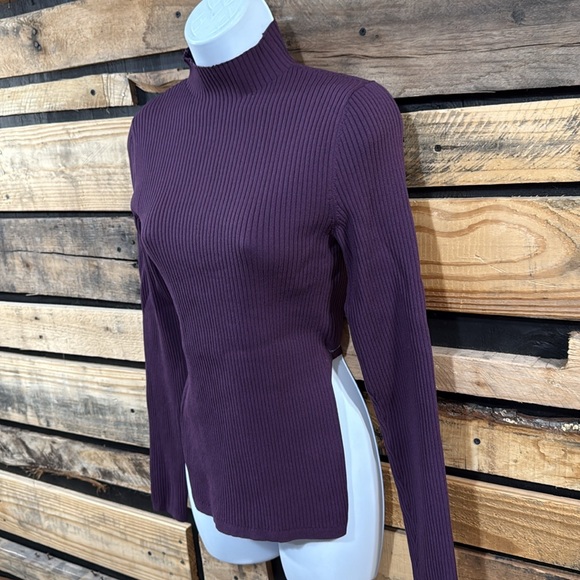 Aritzia Babaton Sculpt Ribbed Knit Tie-back Longsleeve In Dewberry Purple Size M - Picture 7 of 12